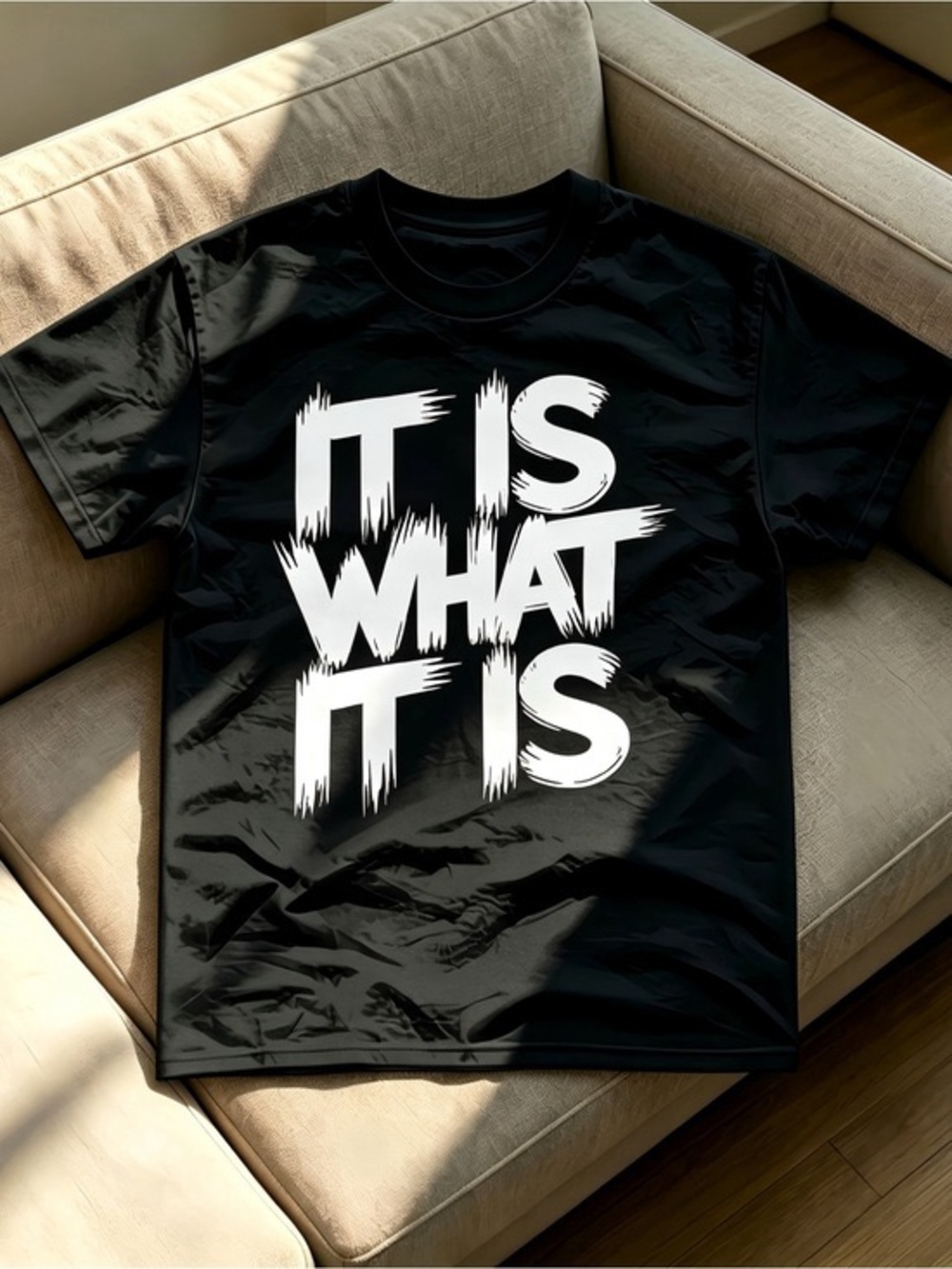 Black Graphic Tee - 'It Is What It Is' Short Sleeve